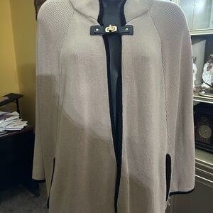 Calvin Klein Beige and Black Poncho